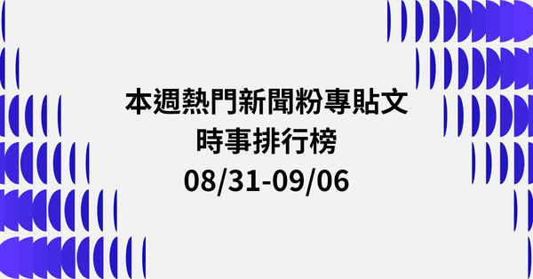 【0831-0906】本週熱門FB新聞貼文精選：淡水下藥案．蔣萬安兒特權爭議．民調狂勝蔣萬安